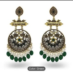 Elegant Green and Gold Earrings